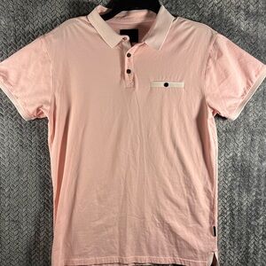 Marc Asher New York Men’s Polo Pink With Button Snap Medium